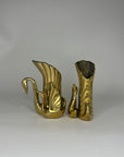 Vintage Brass Swan Vase / Cachepots (6.5”)