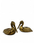 Vintage Brass Pelican Taper Candlestick Holders-A Pair