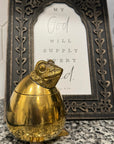Vintage Brass Frog Lidded Trinket/Candle Pot