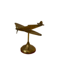 Vintage Brass Airplane on Stand | Mid-Century Aviator Sculpture