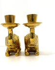 Vintage Brass Elephant Candle Holders | Lucky Trunk Pair