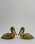 Vintage Brass Pelican Taper Candlestick Holders-A Pair