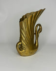 Vintage Brass Swan Vase – Hollywood Regency Sculptural Vessel | 9.75” Tall