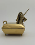 Vintage Brass Unicorn Trinket Box