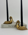 Vintage Brass Pelican Taper Candlestick Holders-A Pair