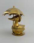 Vintage Brass Duck Under Umbrella