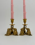 Vintage Brass Elephant Candleholders-A Pair