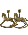 Vintage Brass Rocking Horse Candle Holders – Set of 2 Made by Enesco