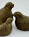 Vintage Brass Quail Family- A Three Piece Set