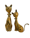 Mid-Century Modern Brass Cat Figurine Pair with Bow Ties – Vintage Whimsical Feline Décor