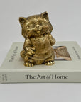 Vintage Brass Cat Coin Bank – Mid-Century Whimsical Feline Sculpture, Hollywood Regency Decor