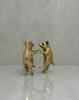 Vintage Brass Frolicking Pigs Holding Hands