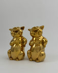 Pair of Vintage Brass Laughing Pig Figurines