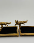 Vintage Brass Fox Trinket Dish-A Pair