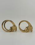 Vintage Brass Rams with Curled Horns-A Pair