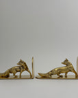 Made in England Brass Fox Bookends — 9.76 lb Pair, 9” Long Woodland Animal Library Decor (Mid-Century / Hollywood Regency)