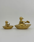 Vintage Brass Duck and Duckling Paddling Boats-A Pair