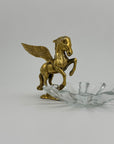 Vintage Brass Pegasus With Glass Trinket Dish- A Set