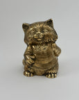 Vintage Brass Cat Coin Bank – Mid-Century Whimsical Feline Sculpture, Hollywood Regency Decor