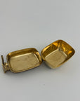 Vintage Brass Goat Trinket Dish With Enameled Etchings