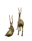 Vintage Mid-Century Brass Antelope Sculptures – Pair