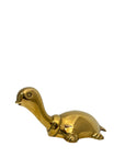 Vintage Brass Turtle Figurine | Long-Necked Mid-Century Modern Animal Sculpture