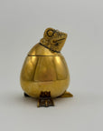Vintage Brass Frog Lidded Trinket/Candle Pot
