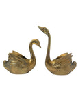 Vintage Brass Swan Planter Duo – Small Graceful Mid-Century Pair