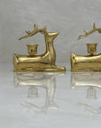 Vintage Brass Deer Candleholders-A Pair