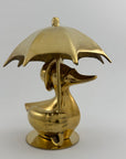 Vintage Brass Duck Under Umbrella