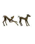 Vintage Mid-Century Brass Greyhound Dogs – Playful Pair of Sculptures