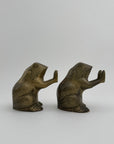 Vintage Brass Patty Cake Frog Bookends- A Pair