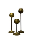 Vintage Brass Graduating Candlestick Holders-Set of Three