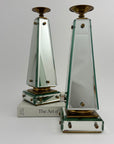 Pair of Vintage Maitland-Smith Mirrored Obelisk Candlesticks