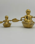 Vintage Brass Duck and Duckling Paddling Boats-A Pair