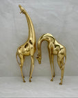 Vintage Brass Giraffe Pair – Tall Sculptural Mid Century Modern Figurines – Hollywood Regency Safari Decor – Statement Brass Animal Duo