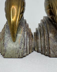 Nora Fenton Cardinal Brass and Marble Bookends