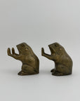 Vintage Brass Patty Cake Frog Bookends- A Pair