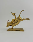 Rare Brass Bull Rider Figurine – Rodeo Cowboy Statue, Western Americana