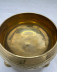 Vintage Brass Etched Bowl with Atop Elephant Stand