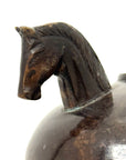 Vintage Bronze Horse Head Vessel | Dual Horse Sculpture Vase