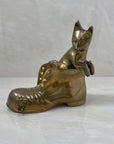 Vintage Brass Boot- A Cat and Mouse Chase