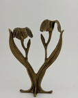 Vintage Brass Flower Candlestick Holder