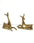1984 Enesco Brass Deer Sculptures — Abstract Mid-Century Modern Pair, Made in Korea