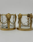 Pair of Vintage Andrea by Sadek Brass & Crystal Candle Holders