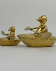Vintage Brass Duck and Duckling Paddling Boats-A Pair