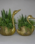 Vintage Brass Swan Planters-Pair