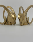 Vintage Brass Rams with Curled Horns-A Pair