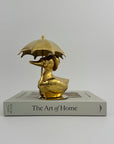 Vintage Brass Duck Under Umbrella