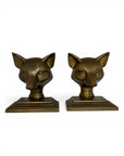 Vintage Brass Fox Head Bookends – The Clever Companions